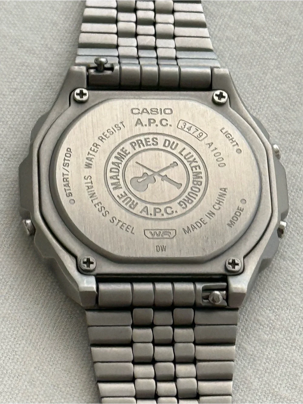 Casio A.P.C. Digital Watch in Silver Gray